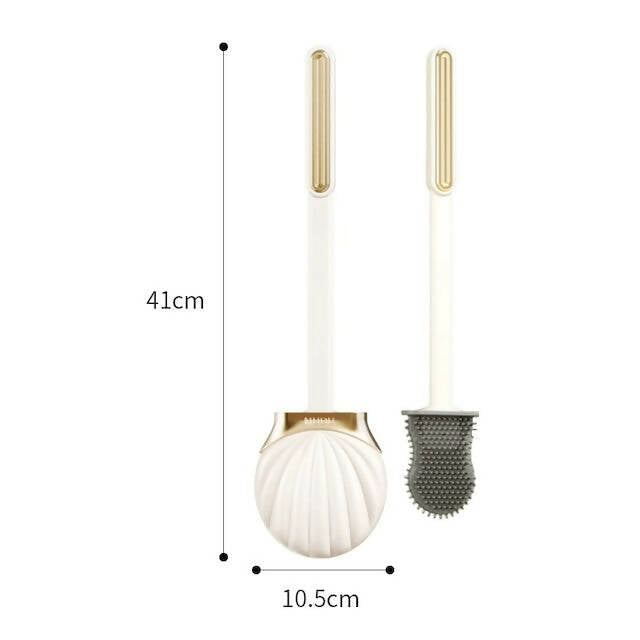 Silicone shell shape toilet brush, Deep Cleaner Silicone Toilet Brush with Flexible Bristles, Wall Mounting