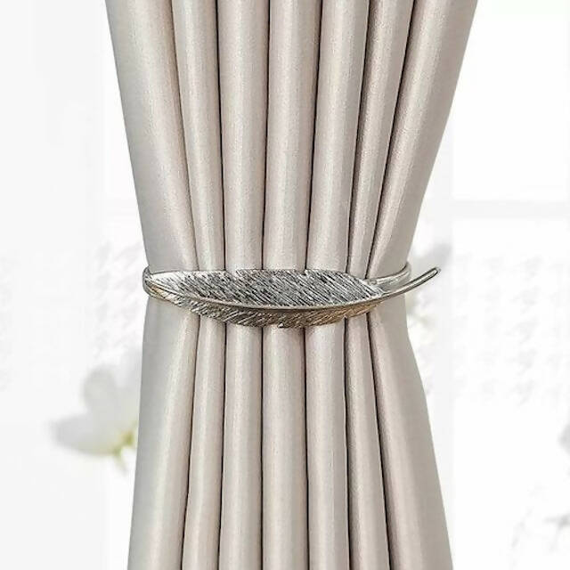Spring Curtain Tiebacks, Metal Leaves Curtain Holdbacks, Adjustable Curtain Straps, Curtain Clips for Home Window Decoration