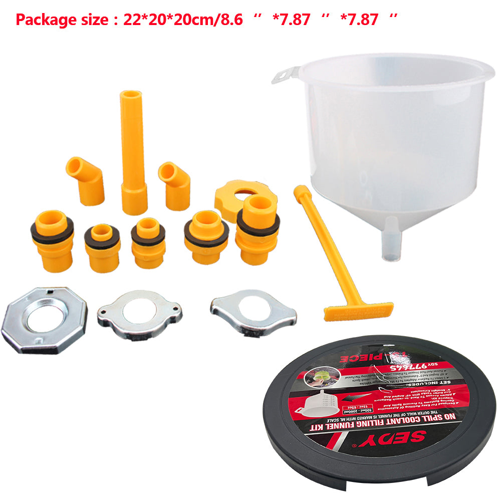 Plastic Filling Funnel Spout Car Accessories 15Pcs/Set Spill Proof Coolant Filling Kit Pour Oil Tool