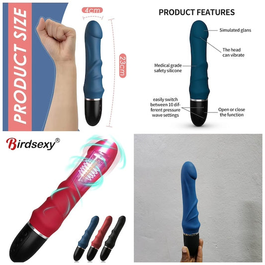 Seven Inch Dildo Vibrator, 10 Vibrating Modes, Has Veins to Enhance Stimulation, Adult Toy Silicone Dildo Sex Toy