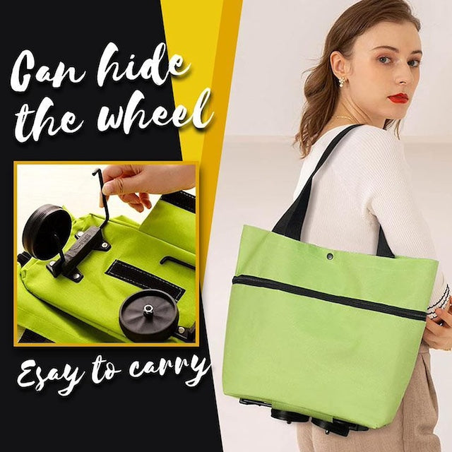 Foldable Shopping Carts for Groceries with Wheels, Waterproof Large Folding Expandable Shopping Bag, Collapsible Washable Cart Grocery Bags