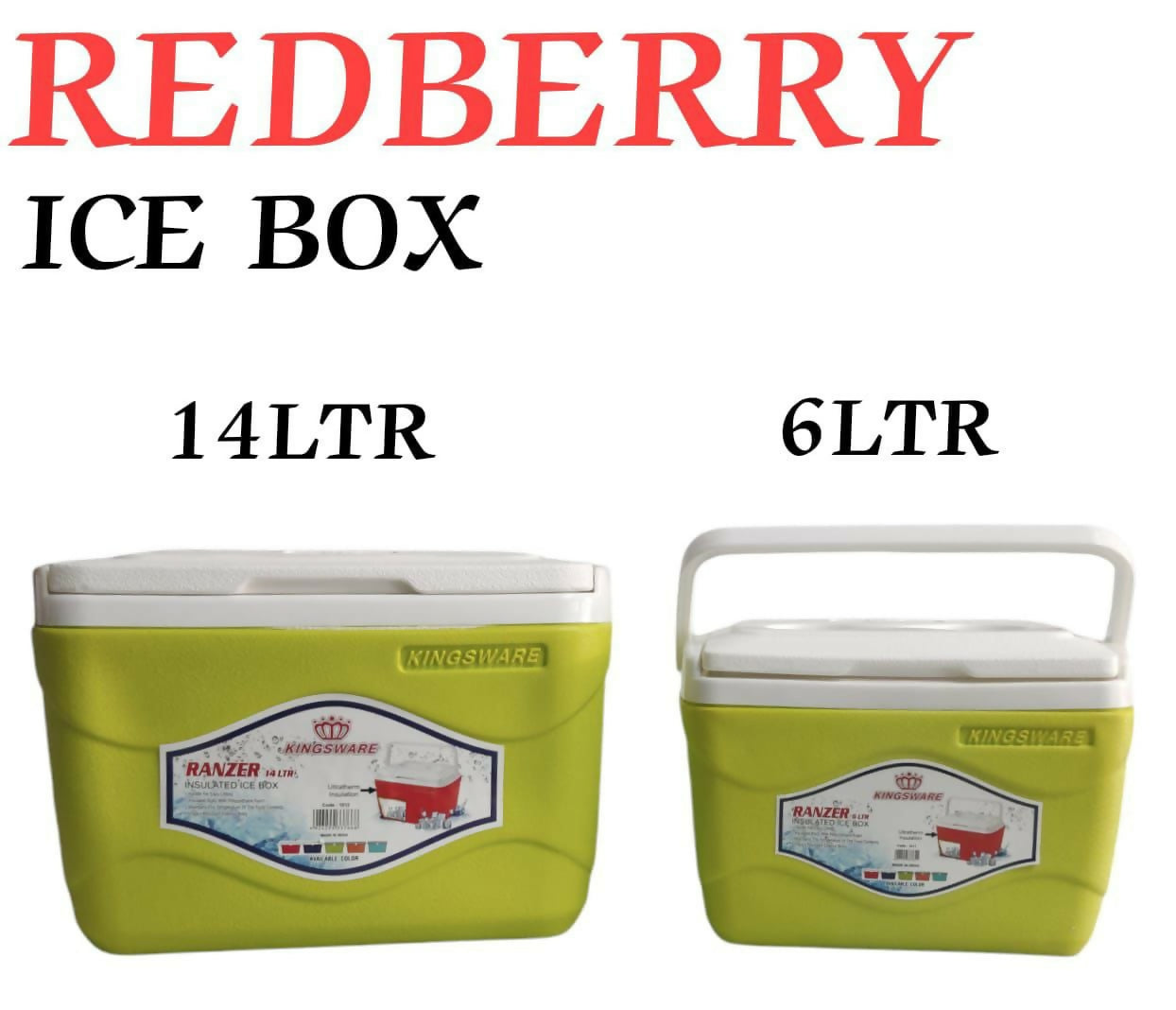 REDBERRY Premium Range of Plastic Insulated ICE BOX : 2 pcs Set SIZE- 6 ltr & 14 ltr