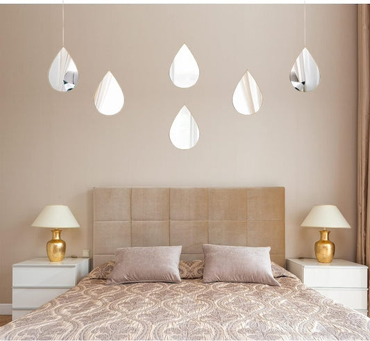 3 in 1 Tear Drop wall mirrors, Teardrop Mirror Wall Decor, Elegant Wall Mirrors Decorative Art(25 cm Diameter)