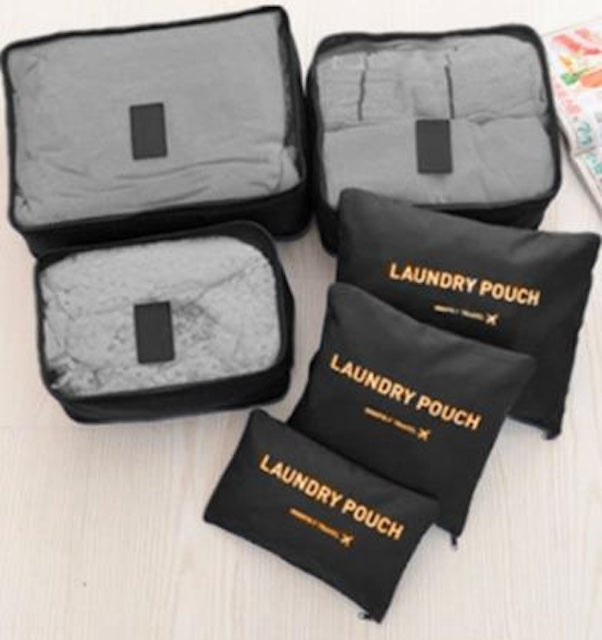 Travel Suitcase Organizer with Foldable Cosmetic Organizer, Travel Luggage Organizer Packing Cubes, Waterproof Storage Bags - Set of 8Pcs