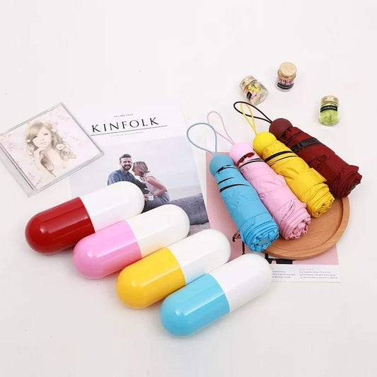 Capsule Umbrella, Ultra Light and Small Mini Umbrella with Cute Capsule Case, Multicolor Folding Compact Pocket Umbrella