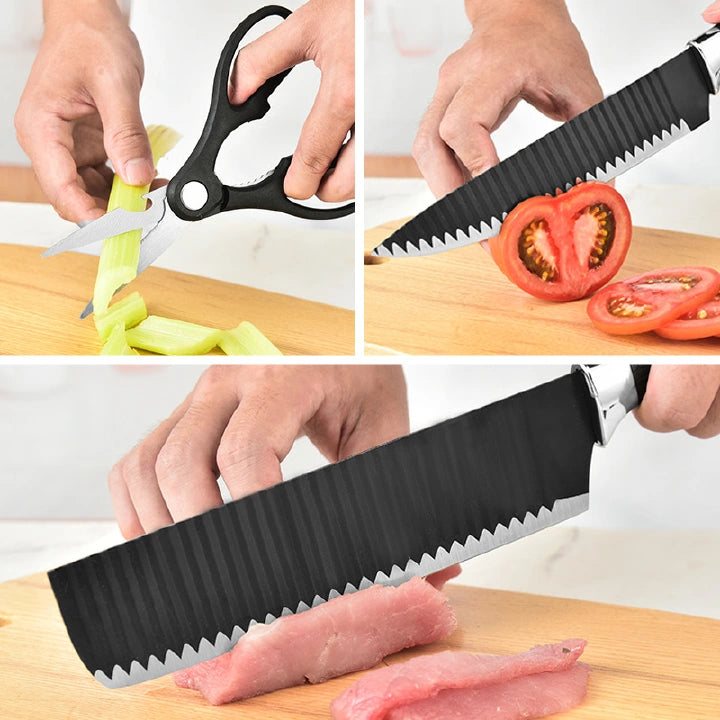 6-Piece Stainless Steel Kitchen Knife Set with Scissors - Multifunctional Cutters