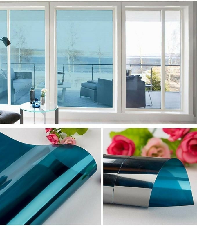Blue Privacy Window Tint Film Sun Membrane