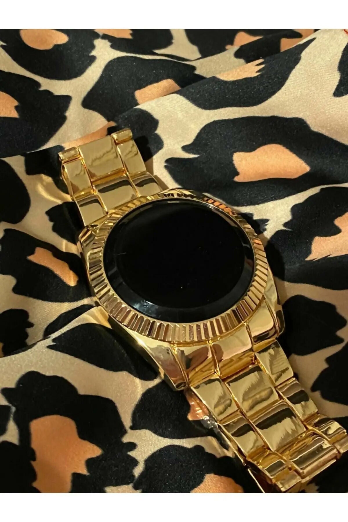 Digital Iced Dial Gold Watch + Stainless Steel Strap