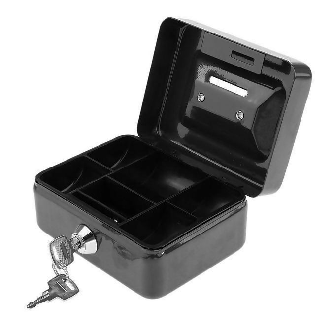 Small Cash Box Black Metal Iron