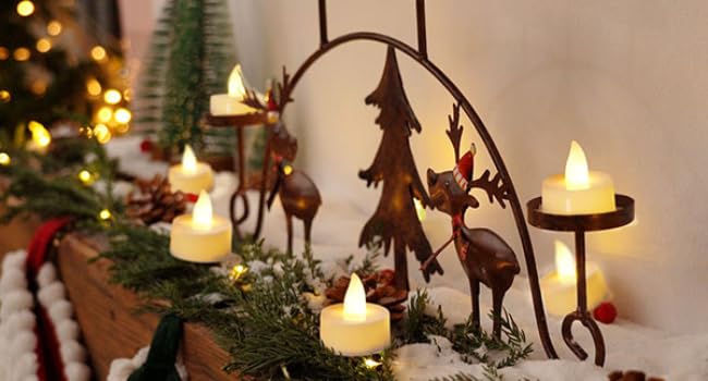 24Pcs/Set Flameless LED Candle Creative wishing Led Tea Light Warm White Flameless Candle Halloween Christmas Decor Candle Light