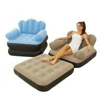 5 in 1 inflatable Couch lazy Sofa bed with L-shaped armrest / 1 Seater Sofa pull out bed (With electric pump)