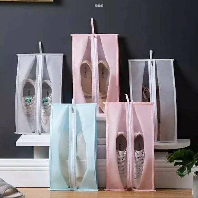 Travel Zipper Dust Boot Bag Slipper Shoe Storage Bag Dust Cover For Sundries Solid Color Moisture Resistant Shoe Bag