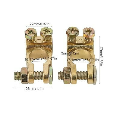 2X Car Battery Terminal Clamps Positive Negative Brass