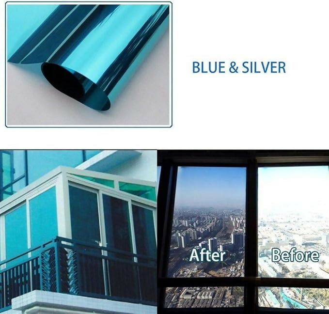 Blue Privacy Window Tint Film Sun Membrane