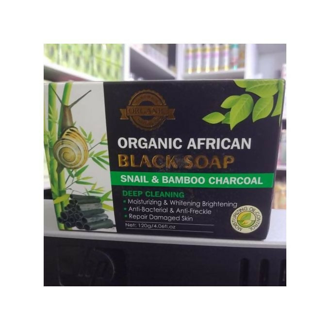 Organic African Black Soap With Snail & Bamboo Charcoal