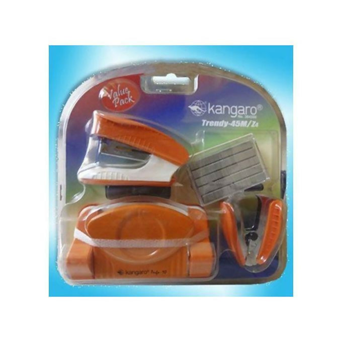 Kangaro 4 In 1 Value Pack Stapler, Staples, Paper Punch, Staples Remover