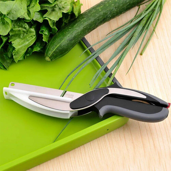 Clever Cutter - 2 in 1 Kitchen Knife, Plastic Food Cutter.