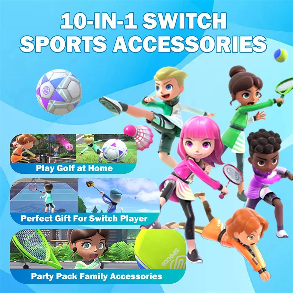 10 in 1 Switch Sports Accessories Bundle for Nintendo Switch Oled Game Sports Accessories Kit with Golf Clubs Golf Clubs - 