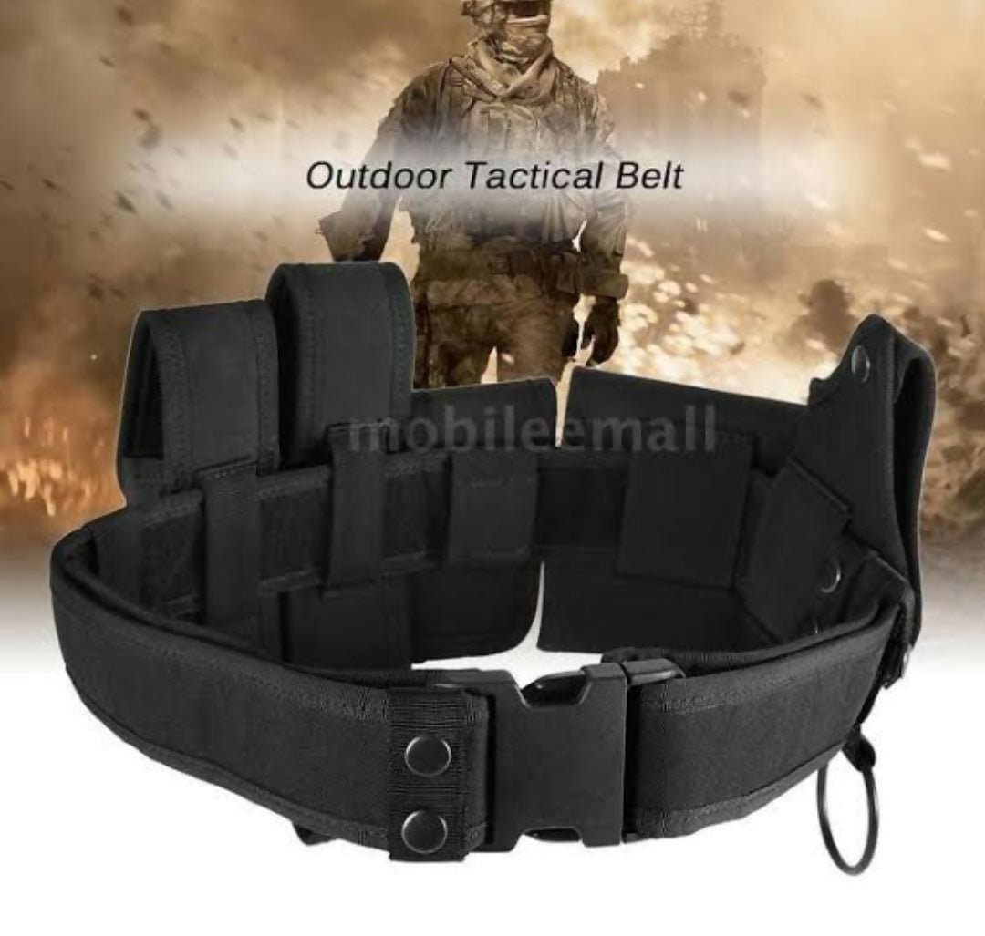 10 in 1 Tactical camping hiking belt 10 in 1 Set Multifunctional Belt Tactical Training Guard with Pouches Kit - 