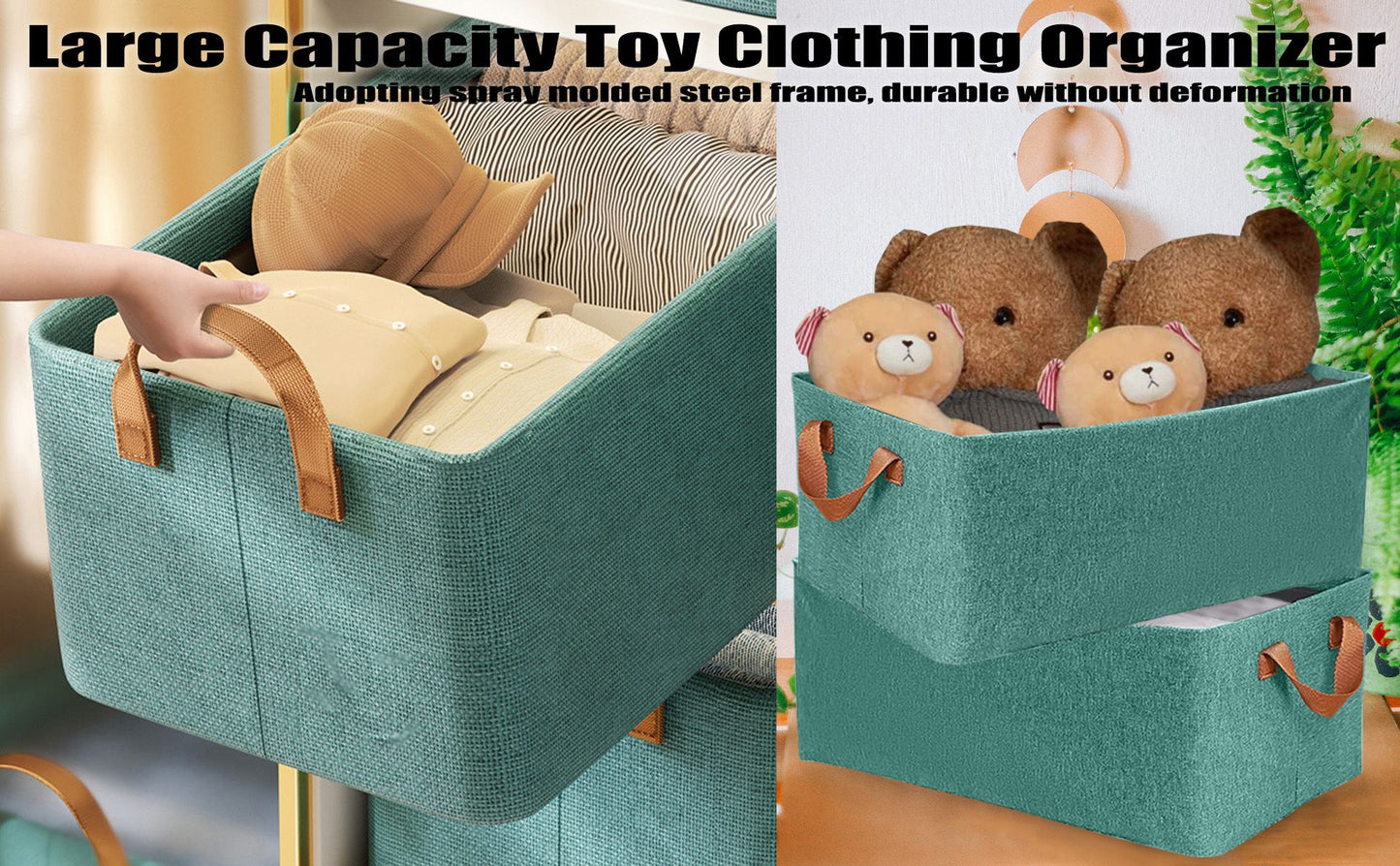 Jaza Keja Foldable Fabric Storage Organizer Box with Steel Frame, Gray