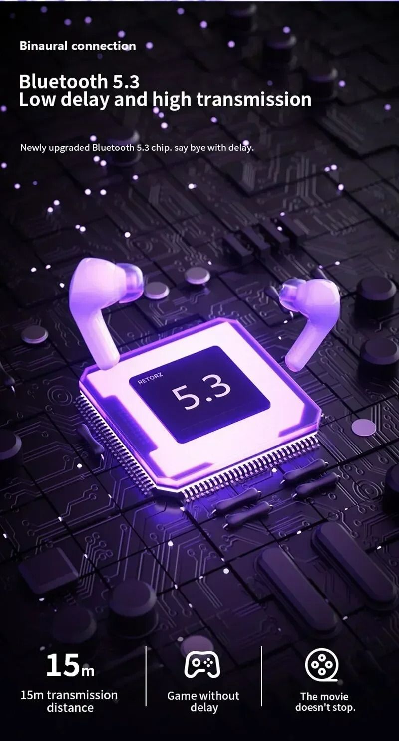 Air39 Transparent TWS Bluetooth Earbuds with 7LED Display HiFi Sound