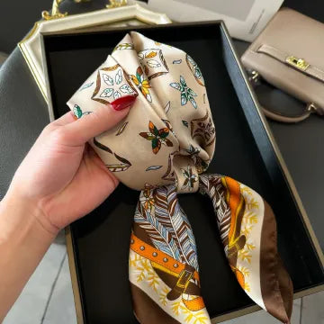 Elegant Women's Silk-Feel Square Head Scarf: Luxury Fashion Hair Bandana Shawl