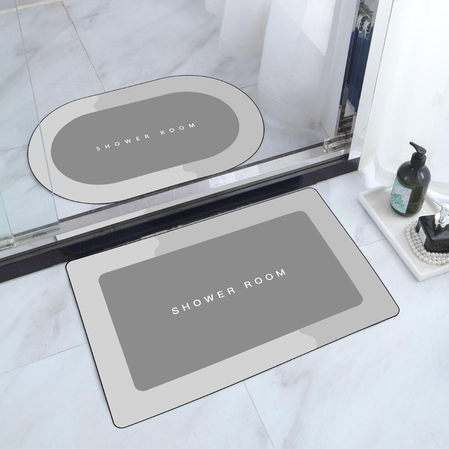 2PCS Bathroom Non-Slip Absorbent Floor Mat Set 40x60cm
