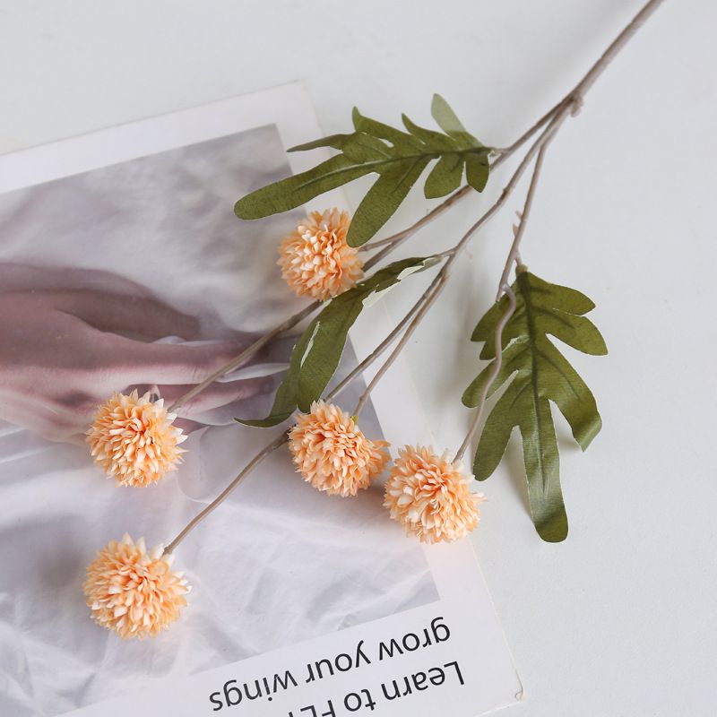 Artificial 5-Head Dandelion Ball Flower Silk Bouquet Home Decor
