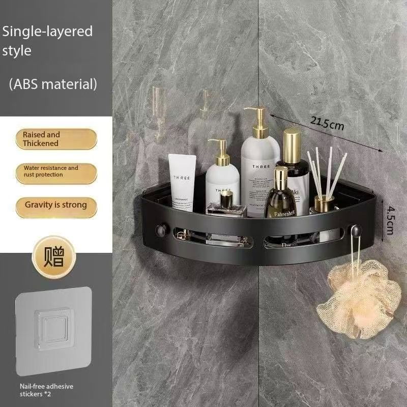 UPHUI Wall Mounted Bathroom Storage Rack Shower Shelf Plastic