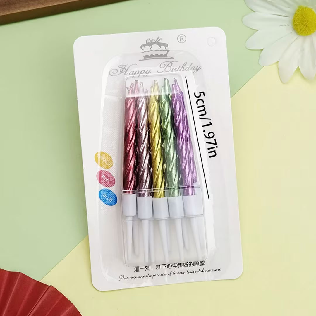 10pc Metallic Birthday Candles Set