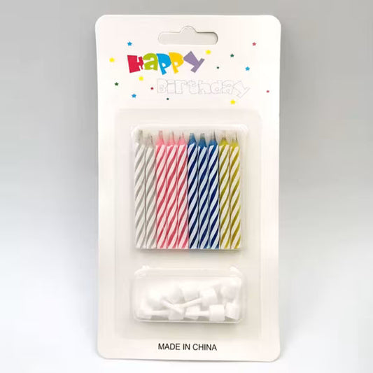 Striped Birthday Candle Set (10pc)