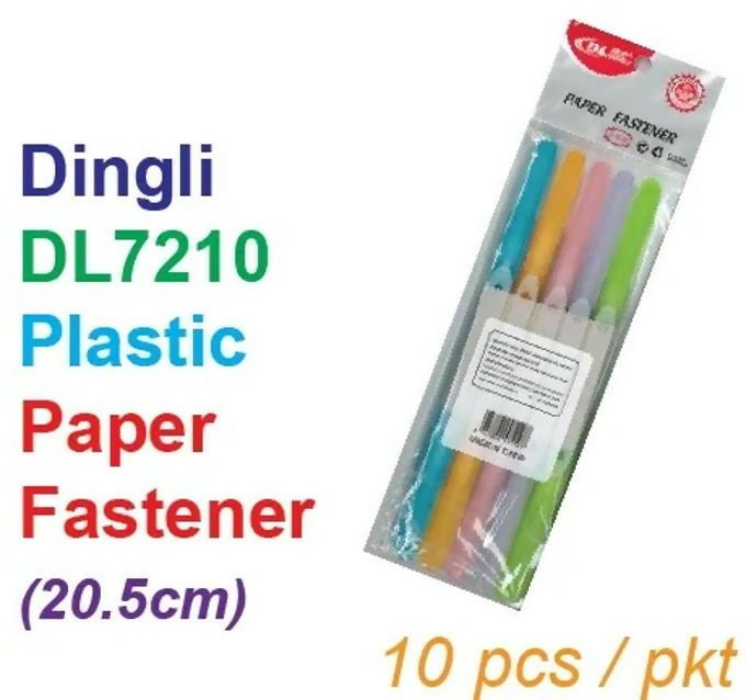 10's/pack Plastic Paper Fasteners DL - 7210 Mix Colour 8" Double Holes Document - 