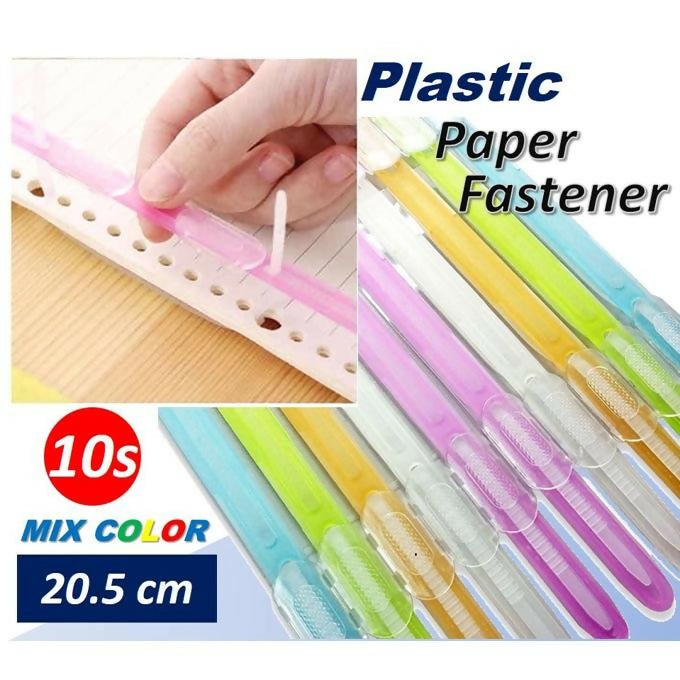 10's/pack Plastic Paper Fasteners DL - 7210 Mix Colour 8" Double Holes Document - 