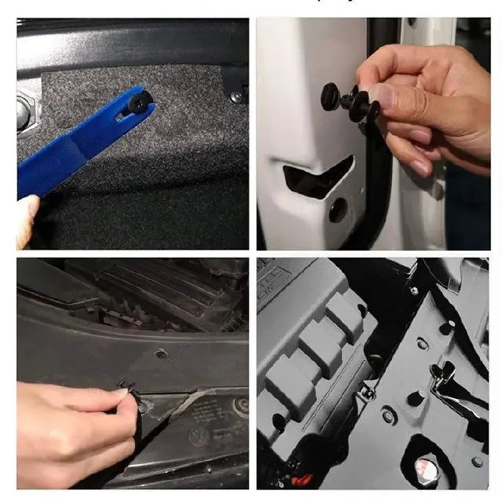 8mm Plastic Car Bumper Fender Rivet Fastener Clips Black Set