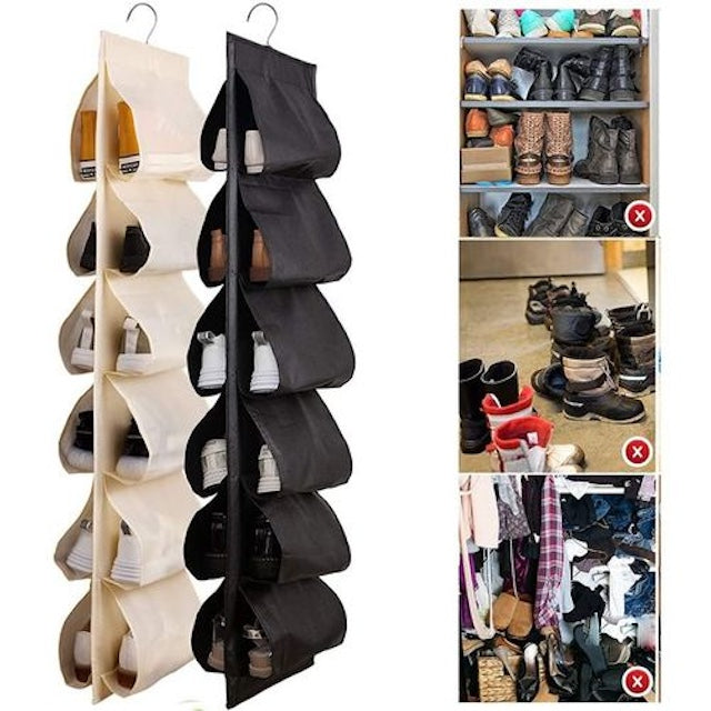 12 Grid Hanging Storage Bag, Closet Organizer, Wardrobe Organizer, Door, Pocket, Shoes