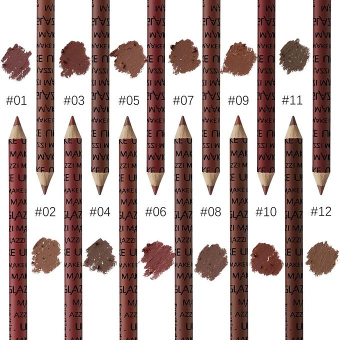 Glazzi 12 Pencils Nude Matte Lipliner Moisturizing Waterproof Long Lasting Kit