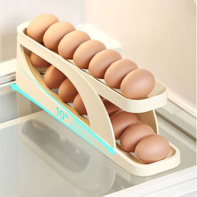 Rolling Egg Dispenser, Refrigerator Organizers, Egg Container Storage Box, Automatic Sliding Spiral Egg Holder, Upto 14 eggs