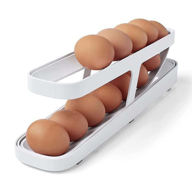 Rolling Egg Dispenser, Refrigerator Organizers, Egg Container Storage Box, Automatic Sliding Spiral Egg Holder, Upto 14 eggs