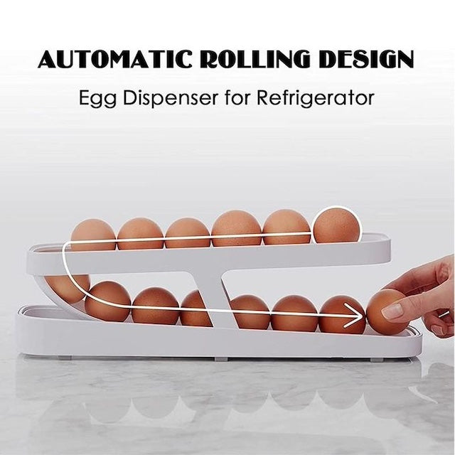 Rolling Egg Dispenser, Refrigerator Organizers, Egg Container Storage Box, Automatic Sliding Spiral Egg Holder, Upto 14 eggs