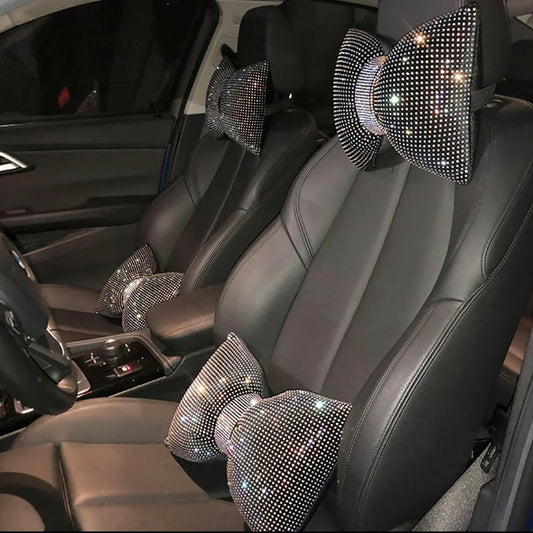 luxury rhinestone diamond bowknot car headrest