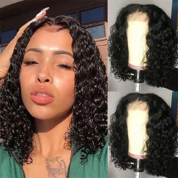 African Tidal Wave Curly Short Black Water Ripples Fashion Wig for Women