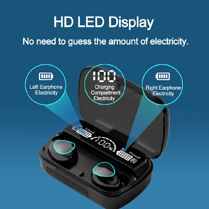 RichRipple M10 TWS Bluetooth 5.0 Wireless Earbuds with LED Display and Mic