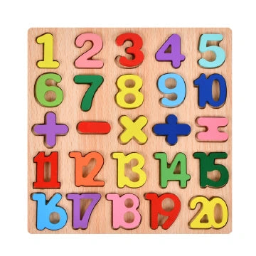 Wooden Alphabet and Number Puzzle Building Block Toy for Kids