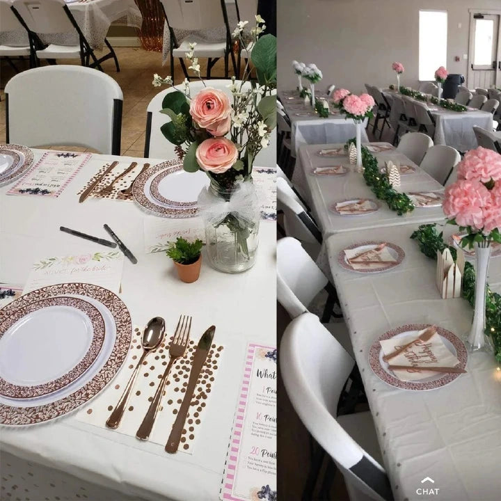 Disposable Gold Dot Confetti PEVA Tablecloth for Rectangle Party Tables
