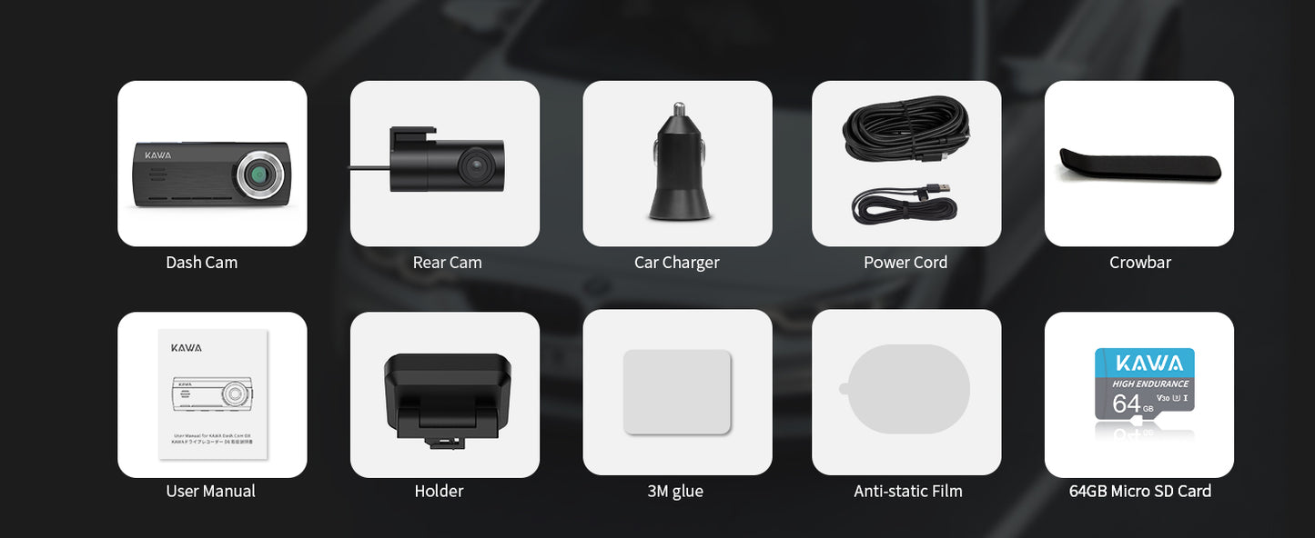 KAWA 4K Dash Camera for Car DVR Sony IMX415 Rear View Video Recorder DVR Voice Control GPS 24h Parking APP WiFi Control Dashcam