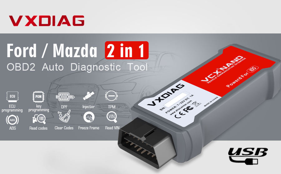 VXDIAG VCX NANO For Mazda/Ford 2 in 1 ECU Programming With IDS V125 Read VIN Clear Code TPM DPF ABS Injector Car Diagnostic Tool