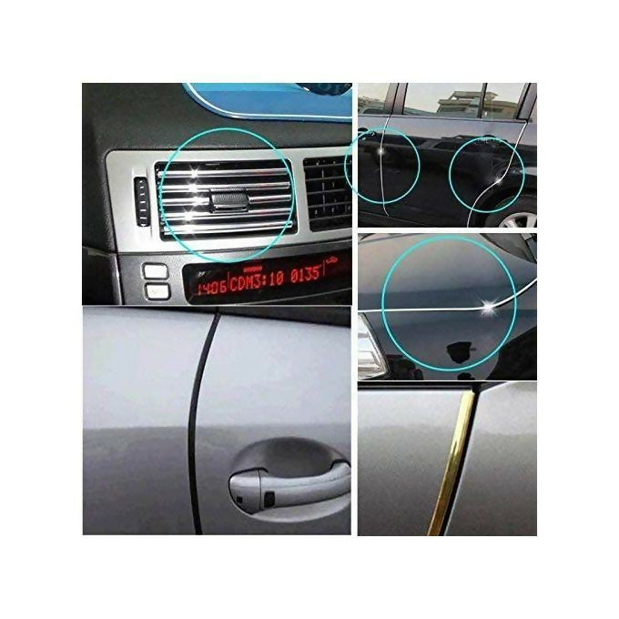 15M Car Door Edge Guard Highly Flexible Gold Chrome Styling Molding Strip Trim Protective - No Glue