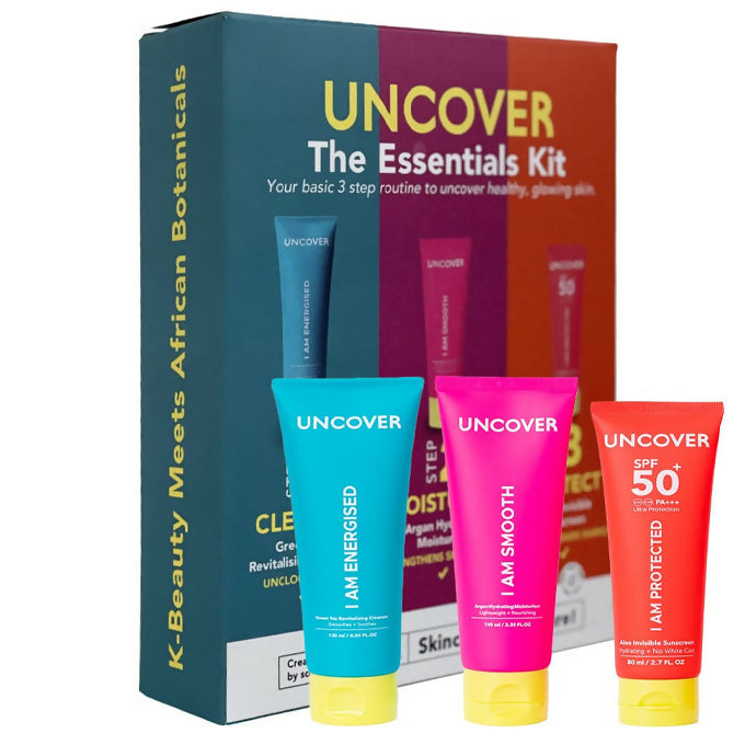 Uncover Essentials Skincare Kit - (Cleanser 120ml , Moisturizer 100ml, Sunscreen 80ml)