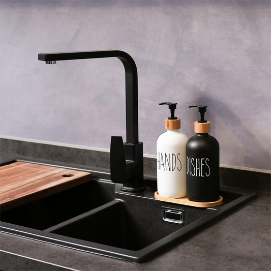 Glass Soap Dispenser Set, Contains Hand Soap and Dish Soap Dispenser. Suitable for Kitchen Decor.