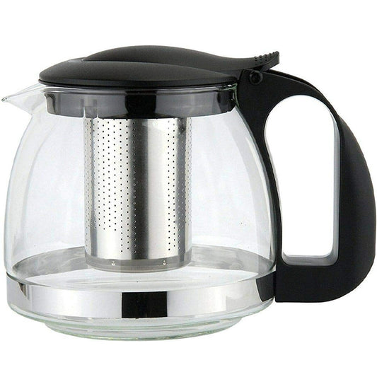 High temperature resistant borosilicate glass infusion tea pot with Stainless steel strainer